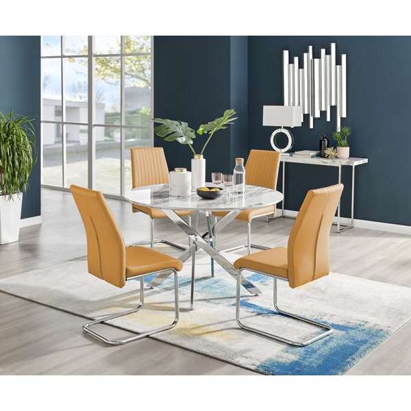 Faux marble dining on sale table with chairs